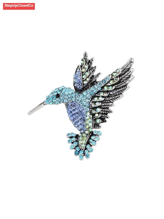 Jewelry - Vintage Rhinestone Hummingbird Brooch Pin - Alloy Metal Jewelry for Women
